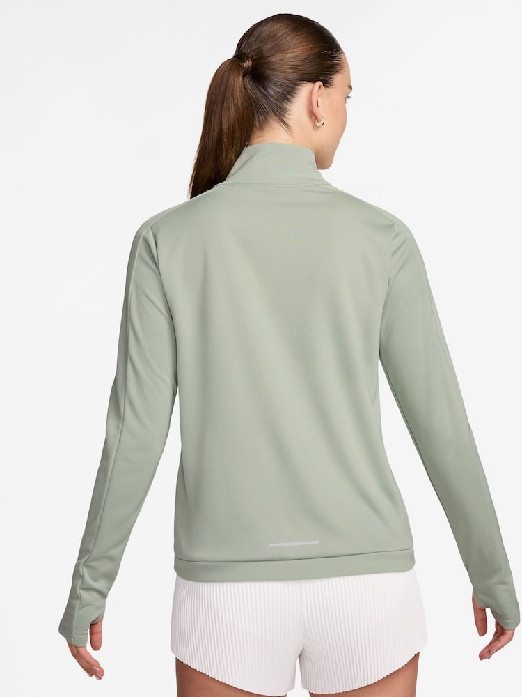 Nike Light Green Swoosh Half Zip Long Sleeve Running Top - Image 2 of 4 Nike Light Green Swoosh Half Zip Long Sleeve Running Top - Image 2 of 4