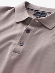 Stone Dark Slim Fit Knitted Long Sleeve Polo Shirt - Image 6 of 7