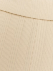 لون طبيعي - بنطلون من القطن 100% بتصميم مضلع واسع من أسفل قابل للطي للبنات من River Island - صورة 3 من 3