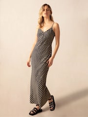 Ro&Zo Black Stripe Slip Maxi Dress - Image 3 of 4