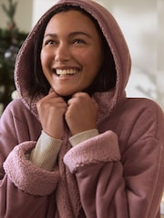 Pink - Cord Dressing Gown with Borg Lining - Bild 5 von 8