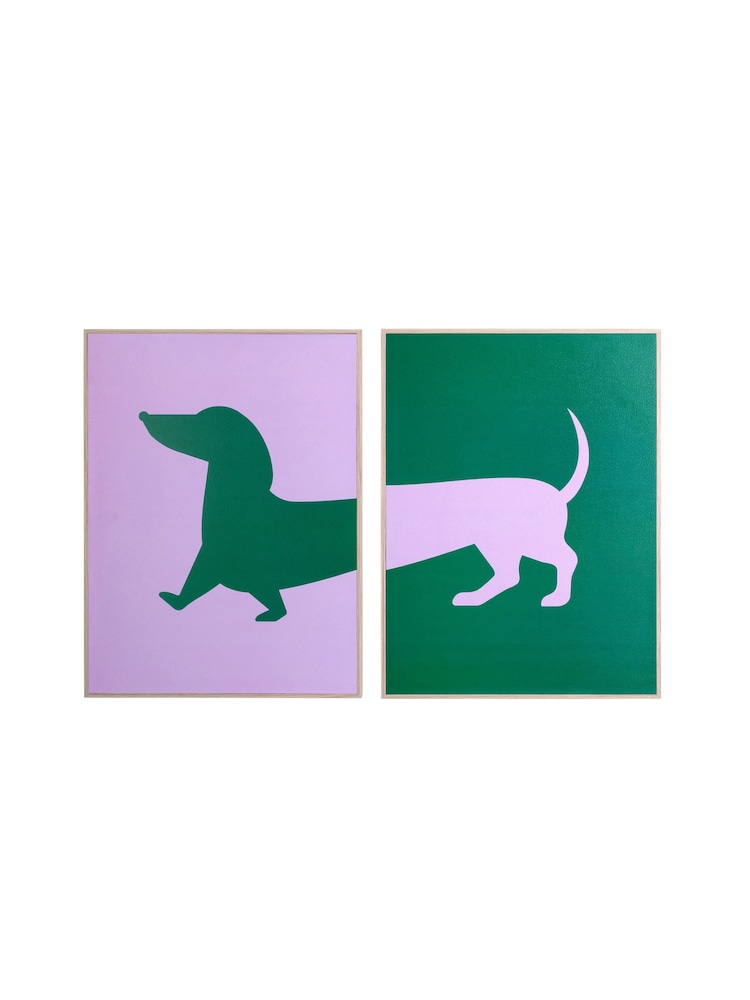pt, Set of 2 Purple/Green Dachshund Wall Art Set - Image 2 of 3 pt, Set of 2 Purple/Green Dachshund Wall Art Set - Image 2 of 3