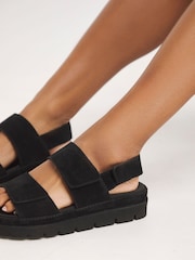 Simply Be Black Extra Wide Fit Chunky Comfort Suede Touch And Close Sandals - Image 4 of 4