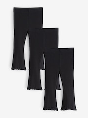 Black Ribbed Flare Leggings 3 Pack (3mths-7yrs) - Image 1 of 6