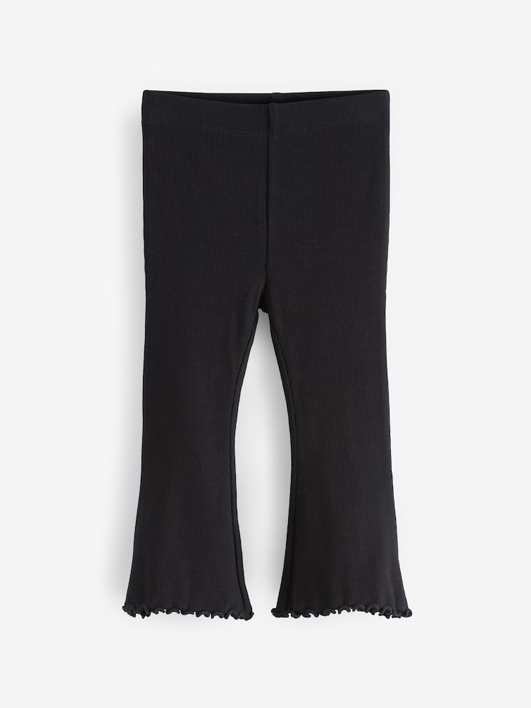 Black Ribbed Flare Leggings 3 Pack (3mths-7yrs) - Image 2 of 6