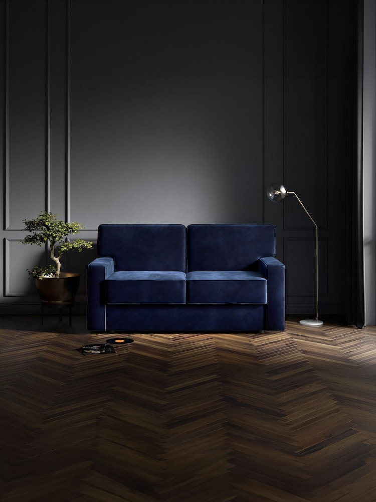 Jay-Be Luxe Velvet Royal Blue Linea 2 Seater Sofa Bed - Image 1 of 6