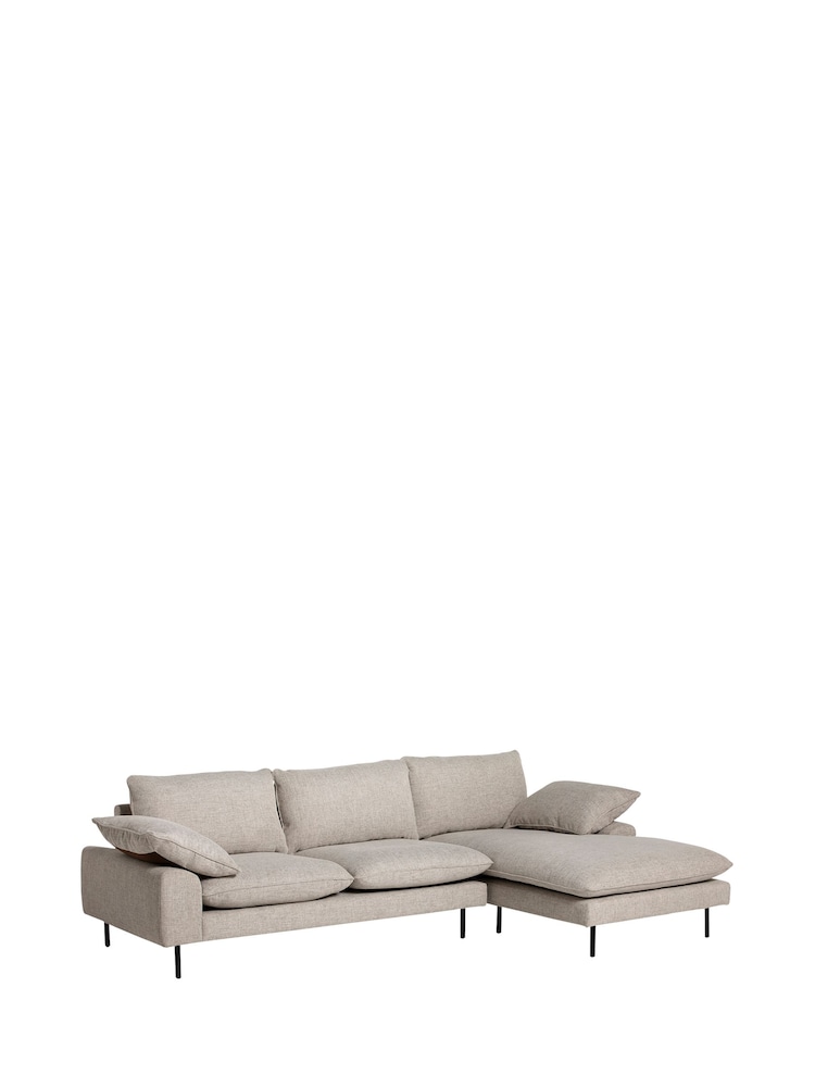 Barker and Stonehouse Neutral Titan Woven RHF Chaise Sofa - Image 2 of 6