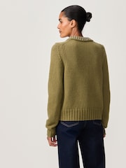 Olive Green Gem Embellished Collar Jumper - Image 3 of 6