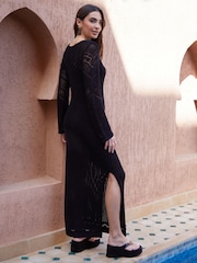 Threadbare Black Long Sleeve Knitted Maxi Dress - Image 2 of 4