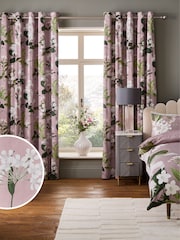 Cortinas de algodão acetinado com estampa floral blackout/térmica 100% algodão - Imagem 3 de 9
