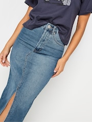 PixieGirl Petite Blue Denim Midi Skirt - Image 3 of 5