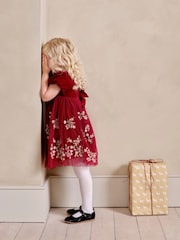 JoJo Maman Bébé Berry Pink Floral Embroidered Tulle Party Dress - Image 2 of 5