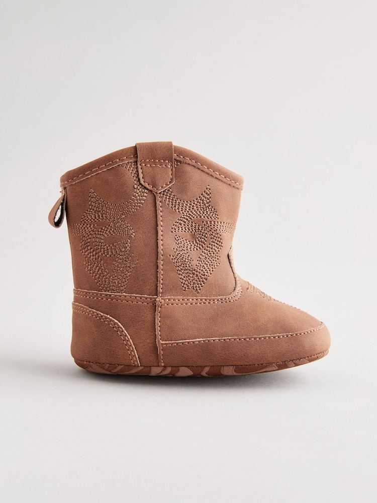 Tan Brown Western Baby Boots (0-24mths) - Image 2 of 4 Tan Brown Western Baby Boots (0-24mths) - Image 2 of 4