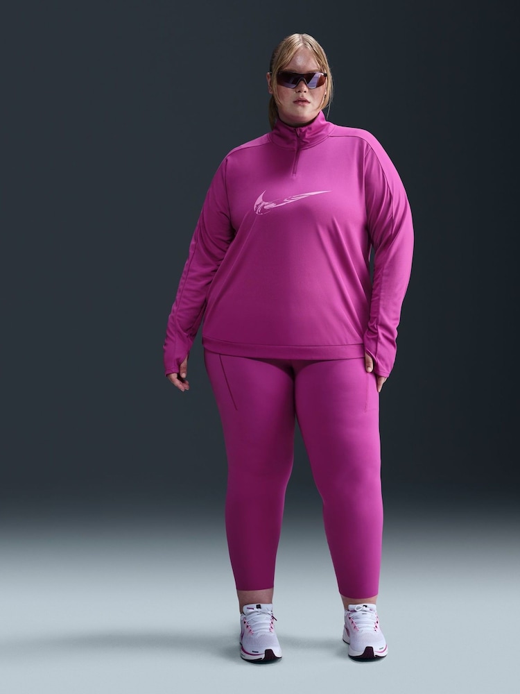 Lila - Nike – Swoosh – Langarm-Laufoberteil mit halbem Reißverschluss, Curve - Bild 1 von 5