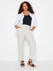 M&Co Cream Natural Brown Stripe Print Linen Trousers - Image 3 of 4