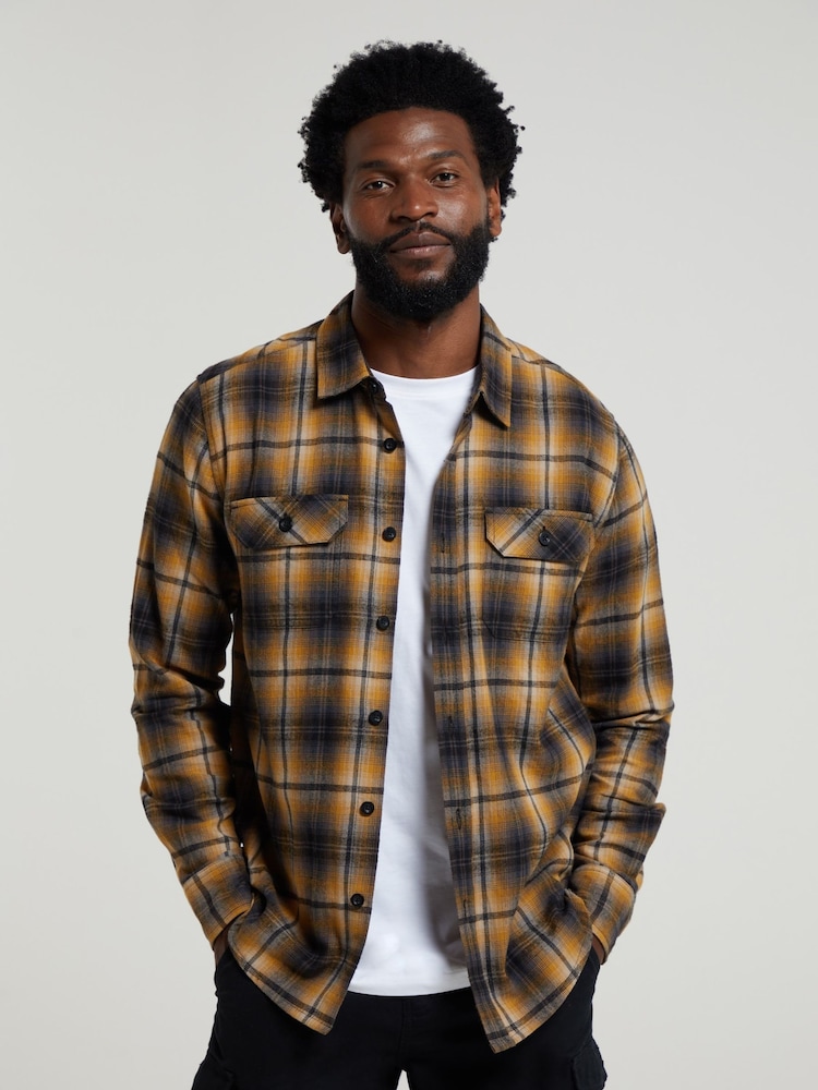 Mountain Warehouse Light Yellow 100% Cotton Trace Mens Flannel Long Sleeve Shirt - Image 1 of 5