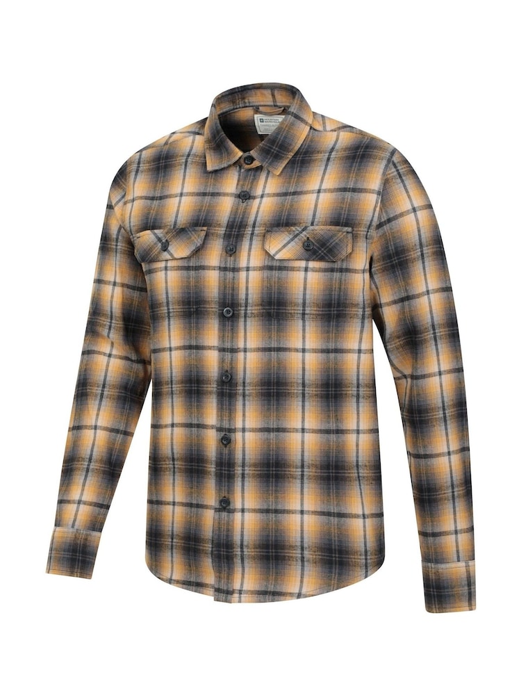 Mountain Warehouse Light Yellow 100% Cotton Trace Mens Flannel Long Sleeve Shirt - Image 4 of 5