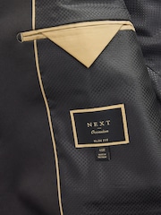 Navy Blue Patterned Velvet Blazer - Image 10 of 11