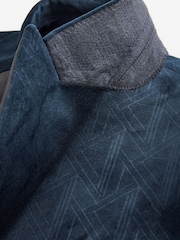 Navy Blue Patterned Velvet Blazer - Image 11 of 11