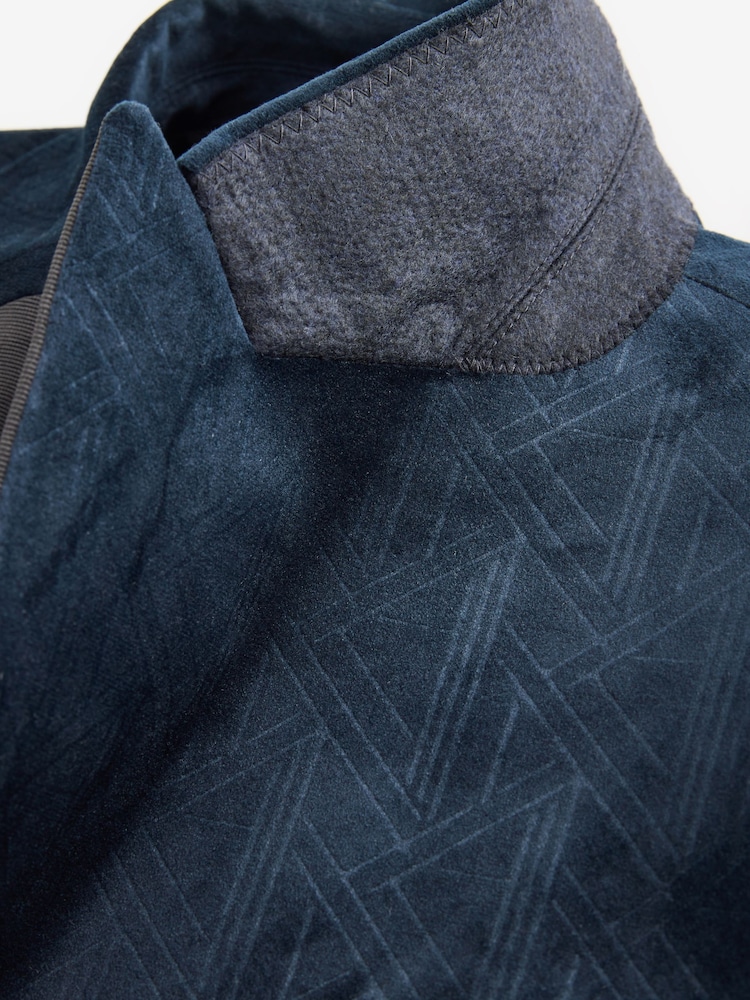 Navy Blue Patterned Velvet Blazer - Image 11 of 11
