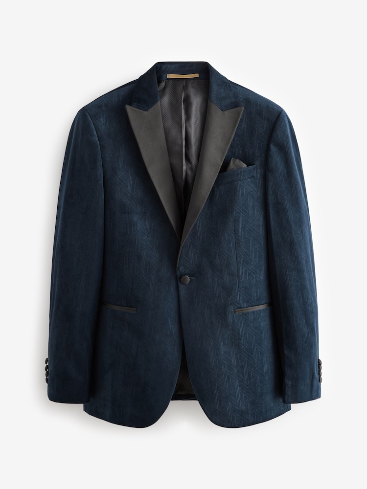 Bleu marine - Blazer en velours à motifs - Image 7 of 11