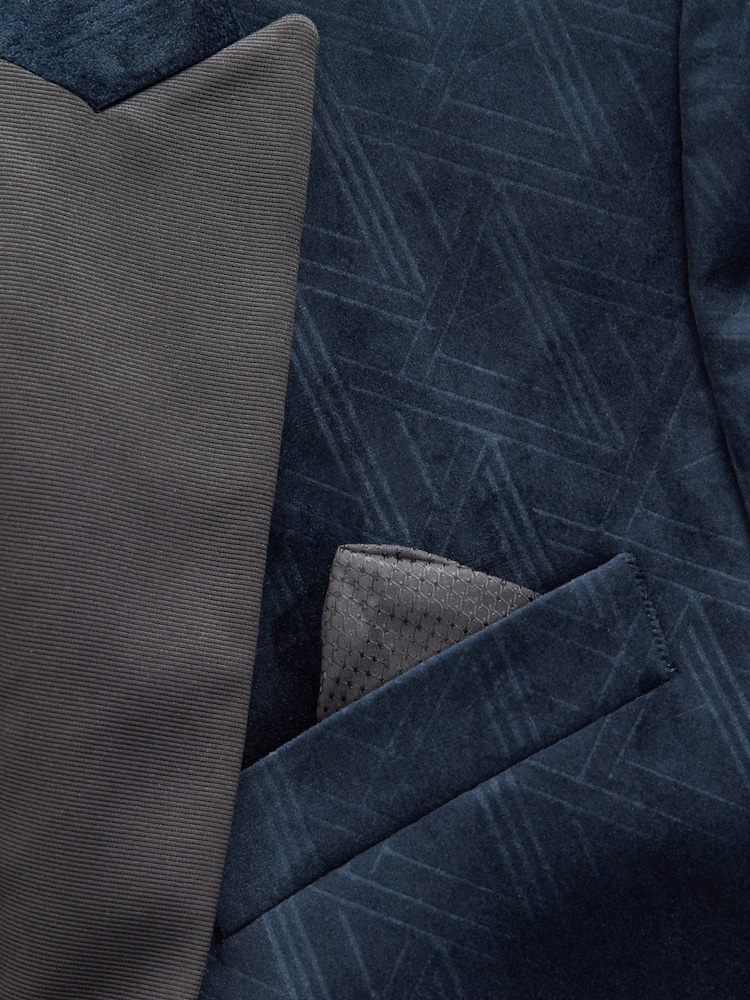Bleu marine - Blazer en velours à motifs - Image 9 of 11