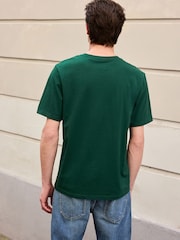 Navy/Ecru/Green Relaxed Fit Graphic Print Heavyweight 100% Cotton T-Shirt - Image 7 of 14