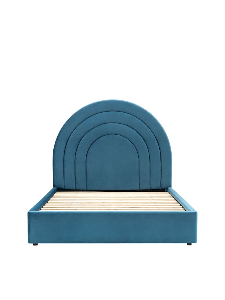 Gallery Home Blue Hawes Upholstered Velvet Bed - Image 1 of 2