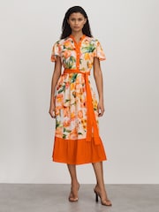 Raishma Silk Floaty Sleeve Midi Dress - Image 1 of 5