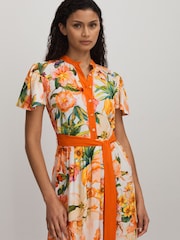 Raishma Silk Floaty Sleeve Midi Dress - Image 3 of 5