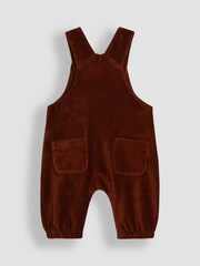 JoJo Maman Bébé Brown T-Rex Applique Velour Dungarees & Top Set - Image 3 of 6