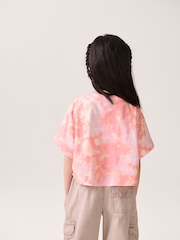 Pink Tie Dye 100% Cotton Sequin Heart T-Shirt (3-16yrs) - Image 3 of 6