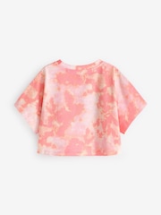 Pink Tie Dye 100% Cotton Sequin Heart T-Shirt (3-16yrs) - Image 5 of 6