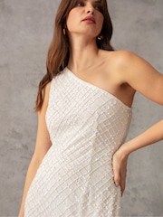 Ro&Zo White One Shoulder Beaded Dress - Image 4 of 8