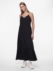 PIECES Black Print Tiered Maxi Dress - Image 3 of 5