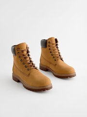 Wheat Leather Lace-Up Boots - Image 1 of 6