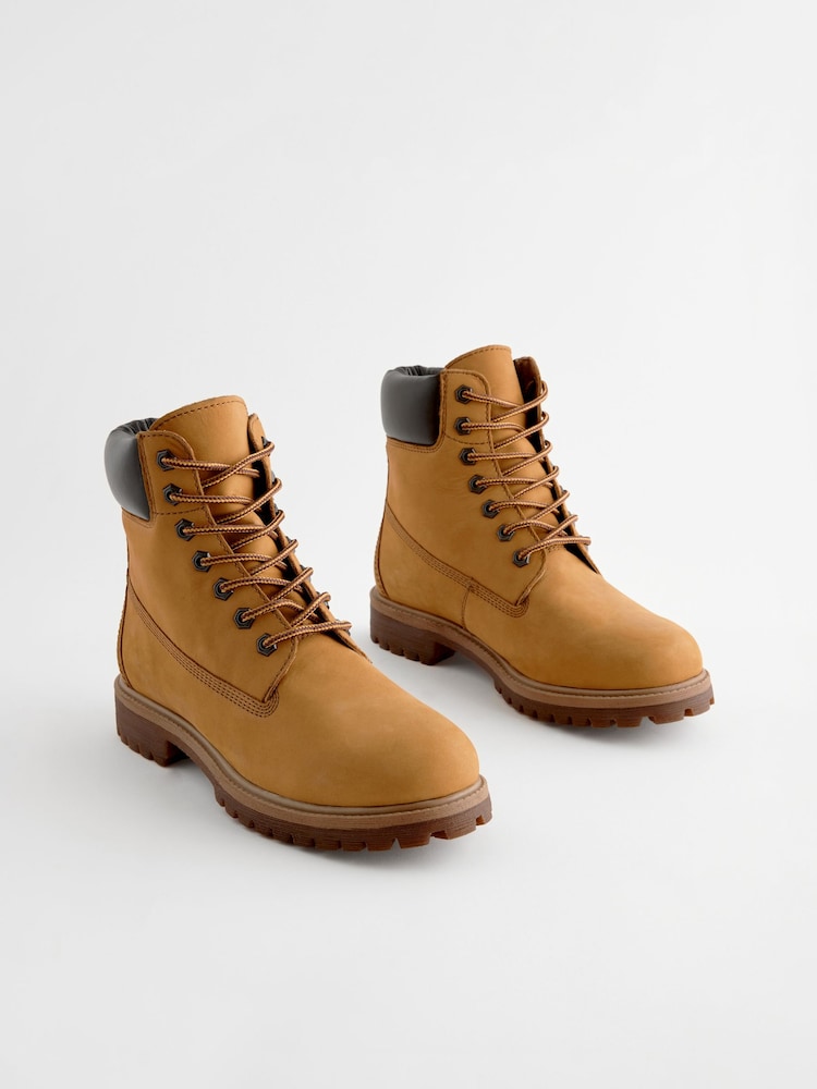 Wheat Leather Lace-Up Boots - Image 1 of 6