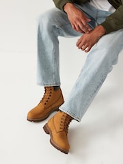 Wheat Leather Lace-Up Boots - Image 2 of 6