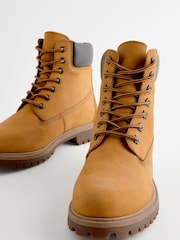 Wheat Leather Lace-Up Boots - Image 5 of 6