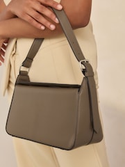 Khaki Green Structured Shoulder Bag - Image 3 of 7