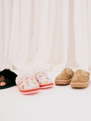 Never Fully Dressed Cream Embroidered Faux Suede Slipper Boots - Image 2 of 4