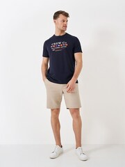 Crew Clothing Embroidered Flag 100% Cotton T-Shirt - Image 1 of 4