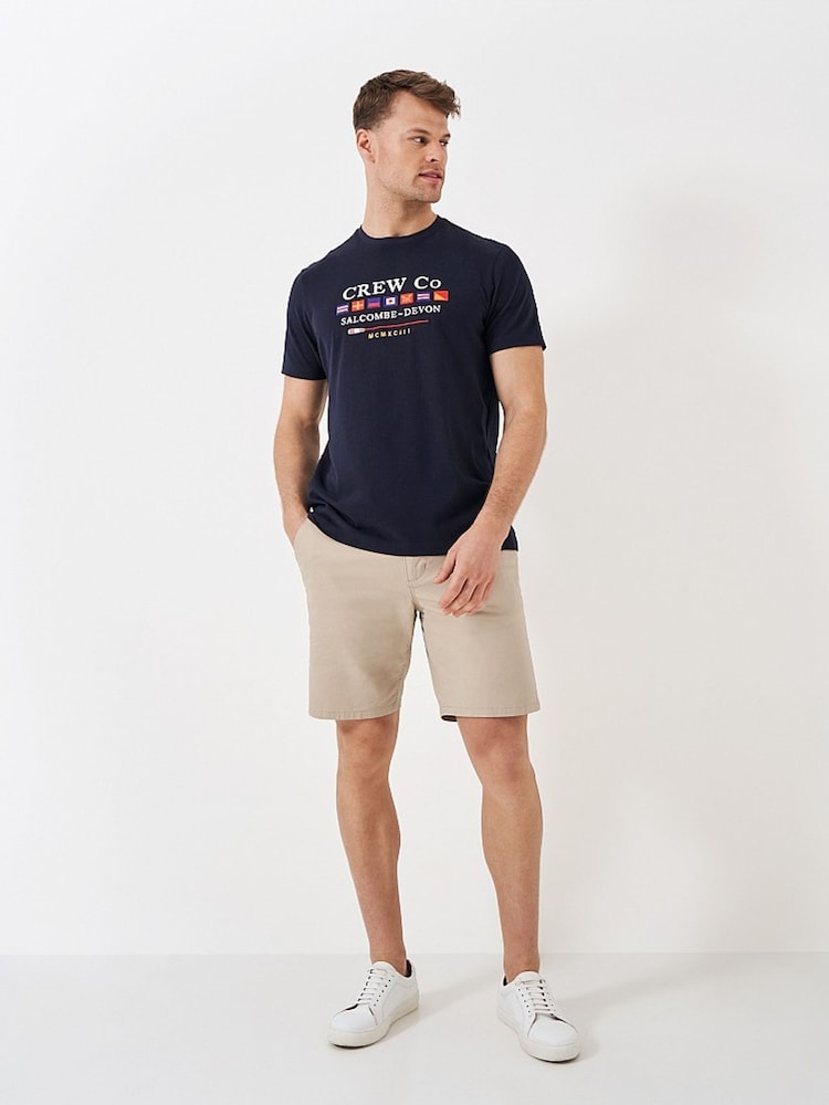 Crew Clothing Embroidered Flag 100% Cotton T-Shirt - Image 1 of 4