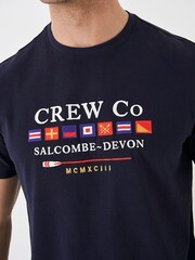 Crew Clothing Embroidered Flag 100% Cotton T-Shirt - Image 3 of 4