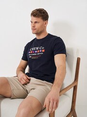 Crew Clothing Embroidered Flag 100% Cotton T-Shirt - Image 4 of 4