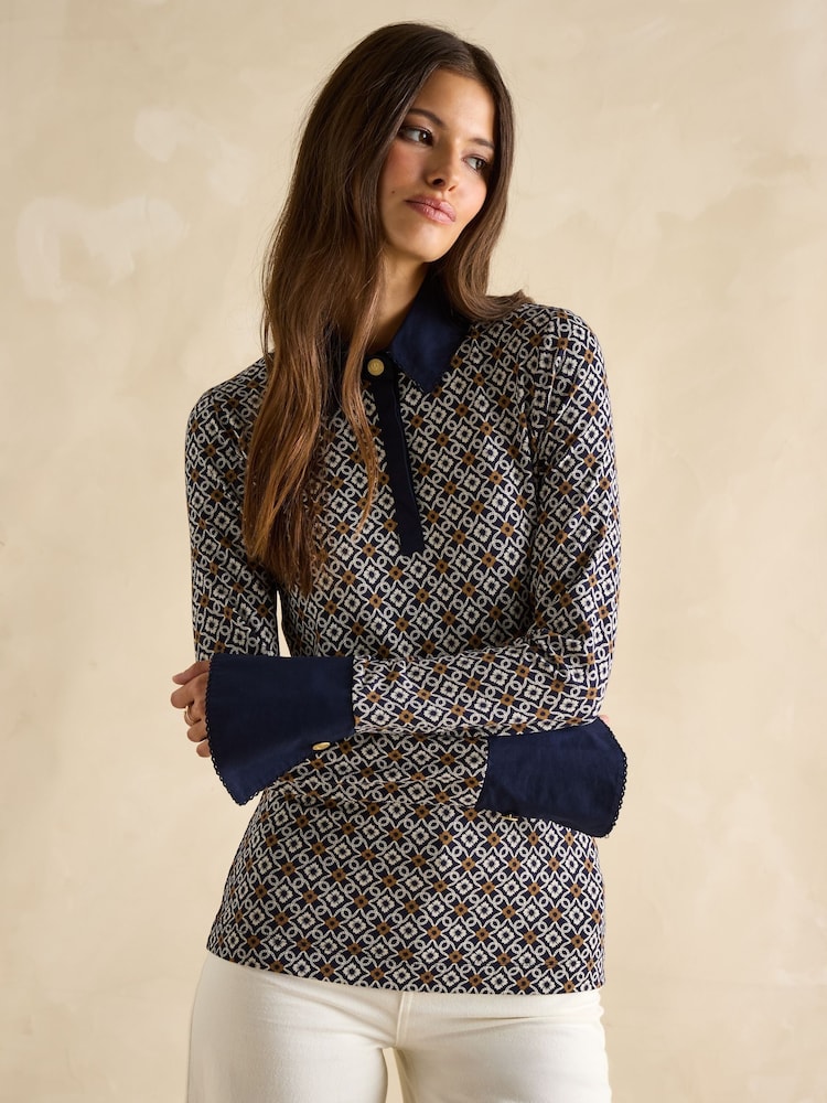 Joules Cordelia Blue Long Sleeve Top - Image 1 of 6