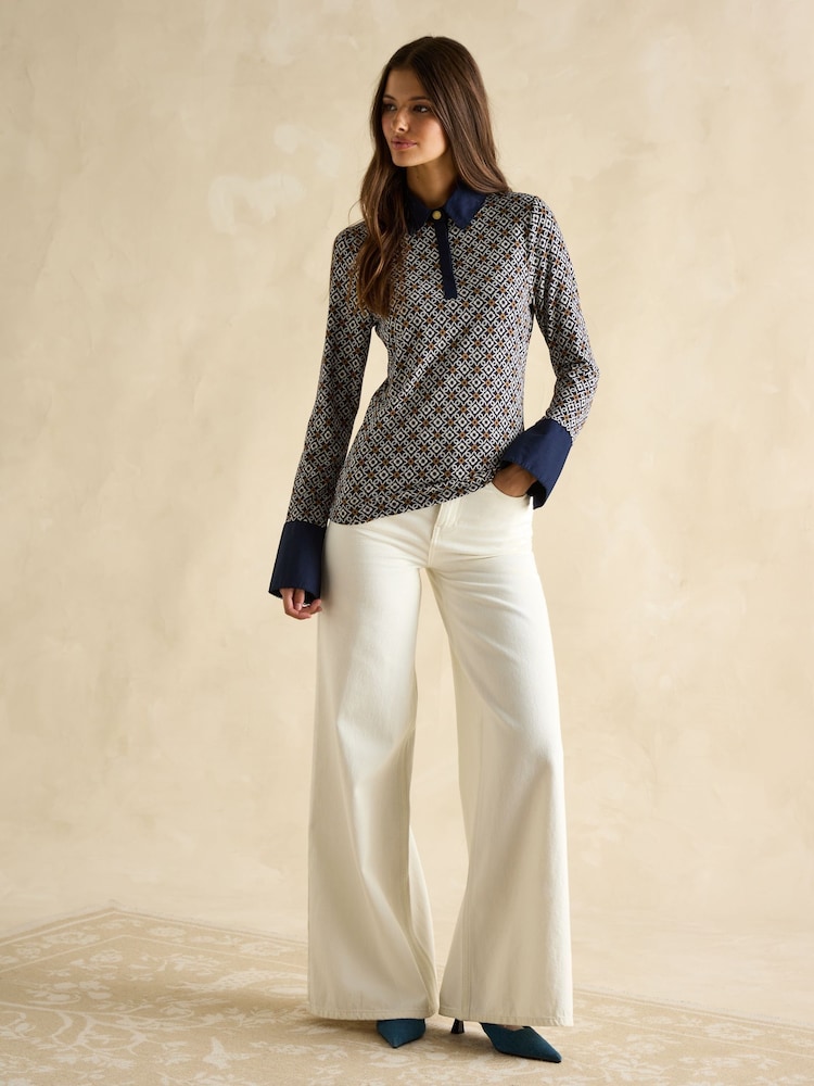 Joules Cordelia Blue Long Sleeve Top - Image 3 of 6