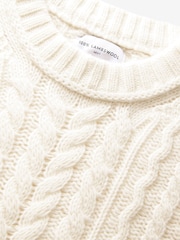 White Ecru 100% Lambswool Premium Sleeveless Cable Knitted Jumper Tank Vest Top - Image 6 of 8