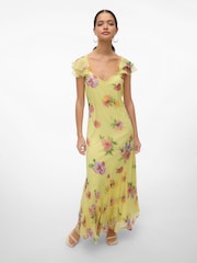 VERO MODA Green Floral Print Ruffle Sleeve Maxi Dress - Image 4 of 7
