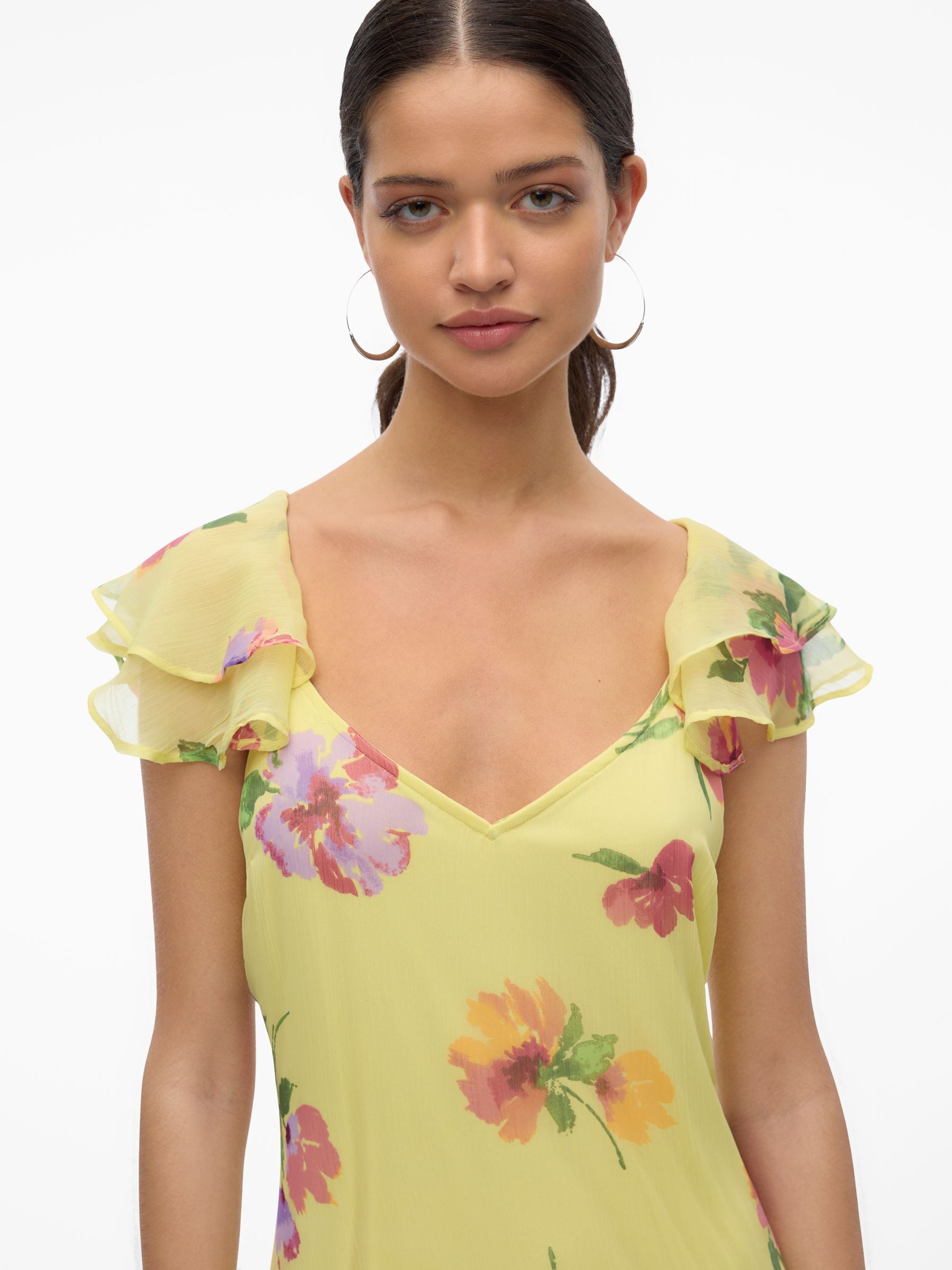 Vero moda linen maxi dress with volume sleeve on sale